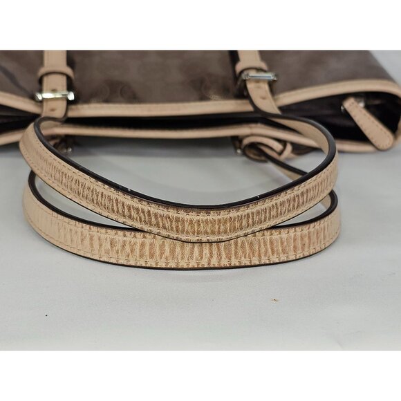 Michael Kors Women's Chrome/Tan Jet Set MK Snap Pocket Tote Size Medium 170 - Picture 5 of 16